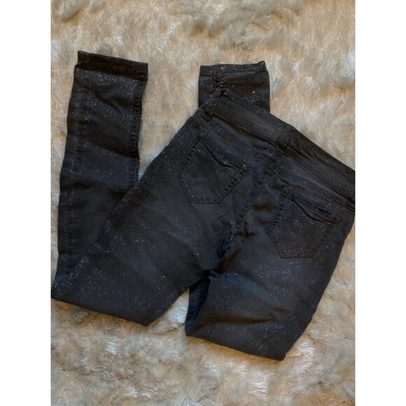 Wall Flower Junior Sz 1 Denim Indigo Fashion Glitter/Sparkle Pants 25" - Picture 6 of 7